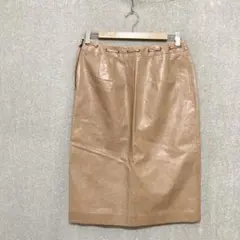 美品希少✦SOLO/PLUS レザータイトスカート L ベージュ 牛革 裏地付き