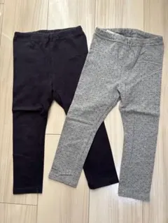 【２本セット】無印良品　ベビーレギンス 90cm ネイビー　グレー