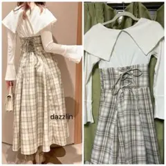 dazzlin 【WEB限定】ビッグカラーチェックコルセットワンピース