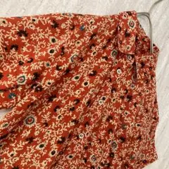 ヴィンテージ ブラウス 半袖 レトロ 花柄 総柄 くすみオレンジ 日本製