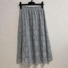 総レース ロングスカート フレア くすみブルーのサムネイル