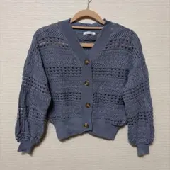 OLIVE des OLIVE 透かし編み ニットカーディガンショート丈 羽織り