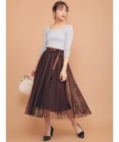31 sons de mode レース切替チュールスカート