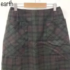 【earth music&ecology】ポケット付台形ミニスカート　グリーン