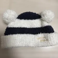 ポンポン付き　ジェラートピケ ジェラピケ キャップ ベビー ニット帽 ボーダー柄