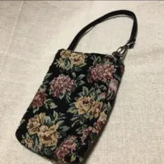 携帯入れ 小物ポーチ 布製 花柄 マルチケース
