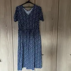 PAUL & JOE UT 花柄ロングワンピース 半袖 ネイビー