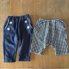 GU ベビー　パンツ　80 2枚セット　ネイビー　ギンガムチェックのサムネイル