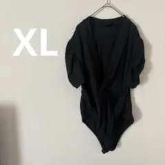 SHEIN ブラック 半袖　ボディスーツXL 黒　トップス　シンプル