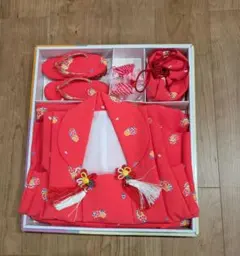 七五三 赤　花柄 被布着物セット3歳 女の子