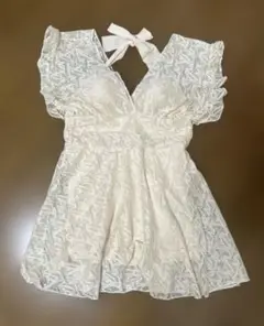 フリル袖リボン付きワンピース水着