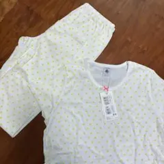 未使用PETIT BATEAU パジャマ ドット柄 ホワイト イエロー　半袖のサムネイル