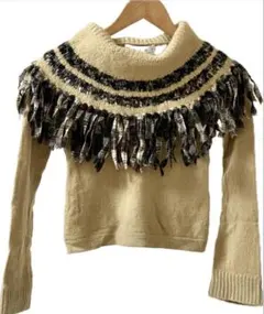 【PRIDE】ウール　フリンジニット　トップス【匿名配送】