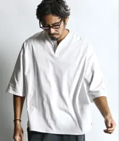 【美品】DUFFER オーバーサイズ ヘンリーネックTシャツ COOLMAX 白のサムネイル