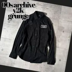 2000's military shirt jacket scull y2k