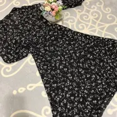 フレイアイディー♡花柄長袖ワンピース 黒