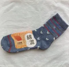 レディース クルーソックス 靴下 柄物 コットン 綿混