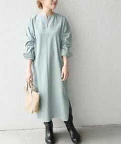 SHIPS any 長袖ワンピース ONE SIZE ライトグリーン