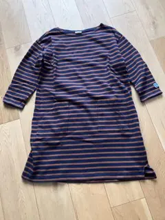 オーシバル ボーダー ワンピース チュニック ネイビー ブラウンF