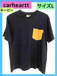 ☆珍しい・メンズL☆カーハート　ポケット付きTシャツ　ポケットオレンジ　紺色