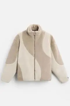 ZARA メンズ フェイクシープスキンジャケット カラーブロック　S