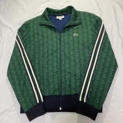 【極美品】LACOSTE モノグラム ジャカード トラックジャケット M相当 緑のサムネイル