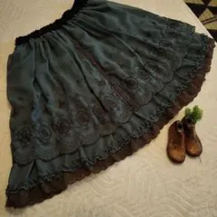 axes femme アクシーズファム 刺繍 レースフレアスカート ペチコート