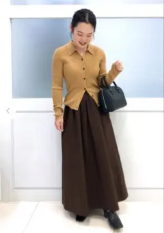 유니클로 리브 폴로 가디건 라이트 카멜 브라운 M 사이즈