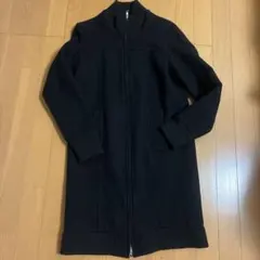 ships黒 ウール混紡 ジップアップ ロングコート