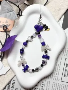 【ハンドメイド】ビーズストラップ/ スマホストラップ
