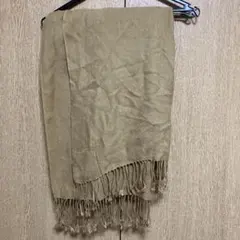 Lune jumelleストール ゴールド　ベージュ フリンジ付き　無地　新品