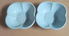 ソーダブルー淡青色 花形鉢 ボウル2枚セット 陶器のサムネイル