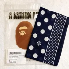 A BATHING APE エイプ　ハンカチ　バンダナ　ネイビー　ドット柄