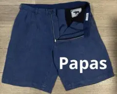 Papas パパス リネン 藍染め 2タック ショートパンツ LLのサムネイル