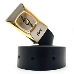 美品　Yves Saint Laurent　ベルト　レザー　ロゴバックル　YSL