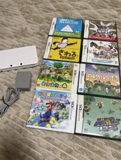 ニンテンドー3DS LL 本体 ホワイト 充電器 ゲーム8本セット