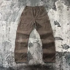 28×32 Carhartt ダブルニー B136 茶 フェード ペンキ リペア