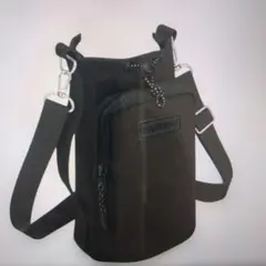 ブラック 水筒カバー スマホ収納ポケット付き