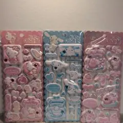 希少 サンリオ 正規品 マシュマロ3D シール3枚セットキティ マイメロ シナ