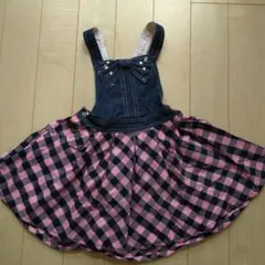 120メゾピアノ デニム× ピンクチェックスカート