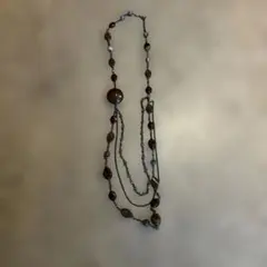 天然石とビーズのパープルロングネックレス