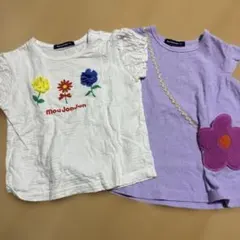 Moujonjon 花柄半袖Tシャツ 90cm ２着　ポシェット風のサムネイル
