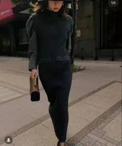 ameri vintage ニットロングワンピース　長袖　ダークグレー　美品