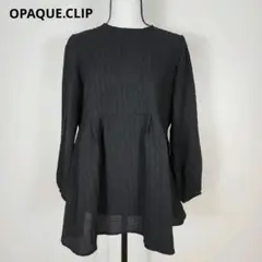 オペークドットクリップ　ジャカード　ペプラム　ブラウス　黒　M