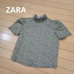 ZARA　レオパード　パフスリーブ　ハイネックカットソー