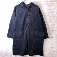 90年代 フェリシモ 古着 胸元 編み上げ コーデュロイシャツ ワンピのサムネイル