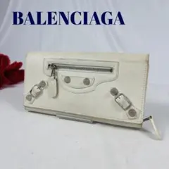 BALENCIAGA 　 二つ折り長財布　レザー L字ファスナー　オフホワイトのサムネイル