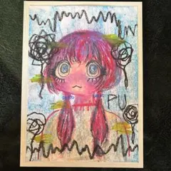 アート イラスト クレヨン 一点物 オリジナル 創作 女の子 病みかわいい