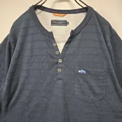 KANSAI YAMAMOTO　ヘンリーネック　Tシャツ　M　ボーダー　古着のサムネイル