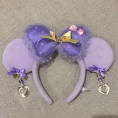 ミニー　カチューシャ　紫　イヤリング　ディズニー　レース　リボン